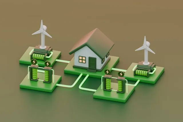 illustration of house connected to electrical grid